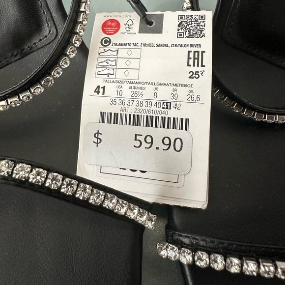 ZARA RHINESTONED STRAPPY HEELS SIZE 8 (EU 41) NWT - Picture 6 of 7